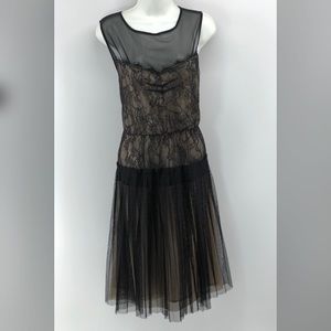 Mango Suit Black & Beige Midi Dress Size M.